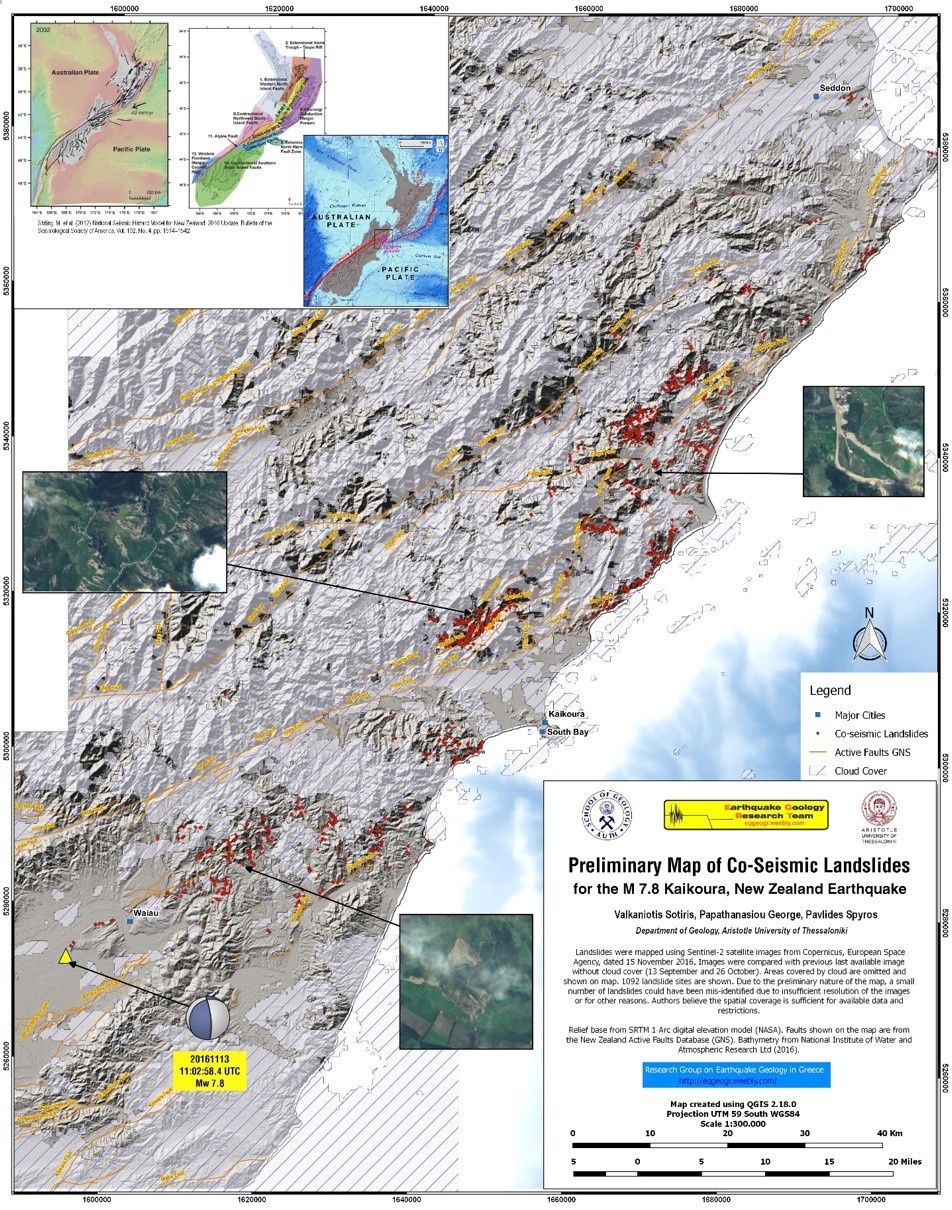 图14：地震引发大面积滑坡，多大8-10万处。来源：Valkaniotis Gotiris, Papathanasiou George, Pavlides Spyros